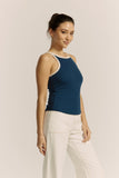 Rowen Navy Blue Contrast Ribbed Tank Top