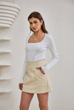 Ren Beige Faux Leather PU Mini Skirt