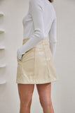 Ren Beige Faux Leather PU Mini Skirt