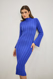 Lexi Blue Flute Sleeve Knit Midi Dress