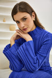 Lexi Blue Flute Sleeve Knit Midi Dress