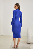 Lexi Blue Flute Sleeve Knit Midi Dress