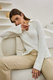 Audrey Off White Split Long Sleeve Knit Top