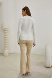 Audrey Off White Split Long Sleeve Knit Top