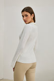 Audrey Off White Split Long Sleeve Knit Top