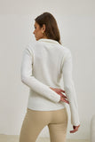 Audrey Off White Split Long Sleeve Knit Top