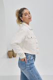 Avery Off-White Cropped Denim Jacket