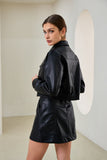 Maddox Black Faux Leather PU Cropped Jacket