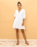 Luca White Button Down Mini Dress