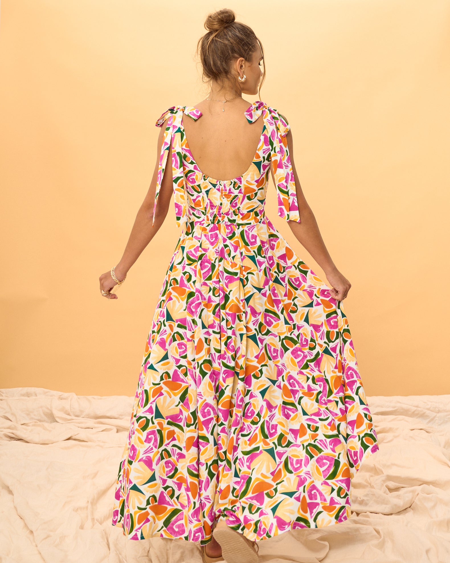 Yellow floral best sale high low dress