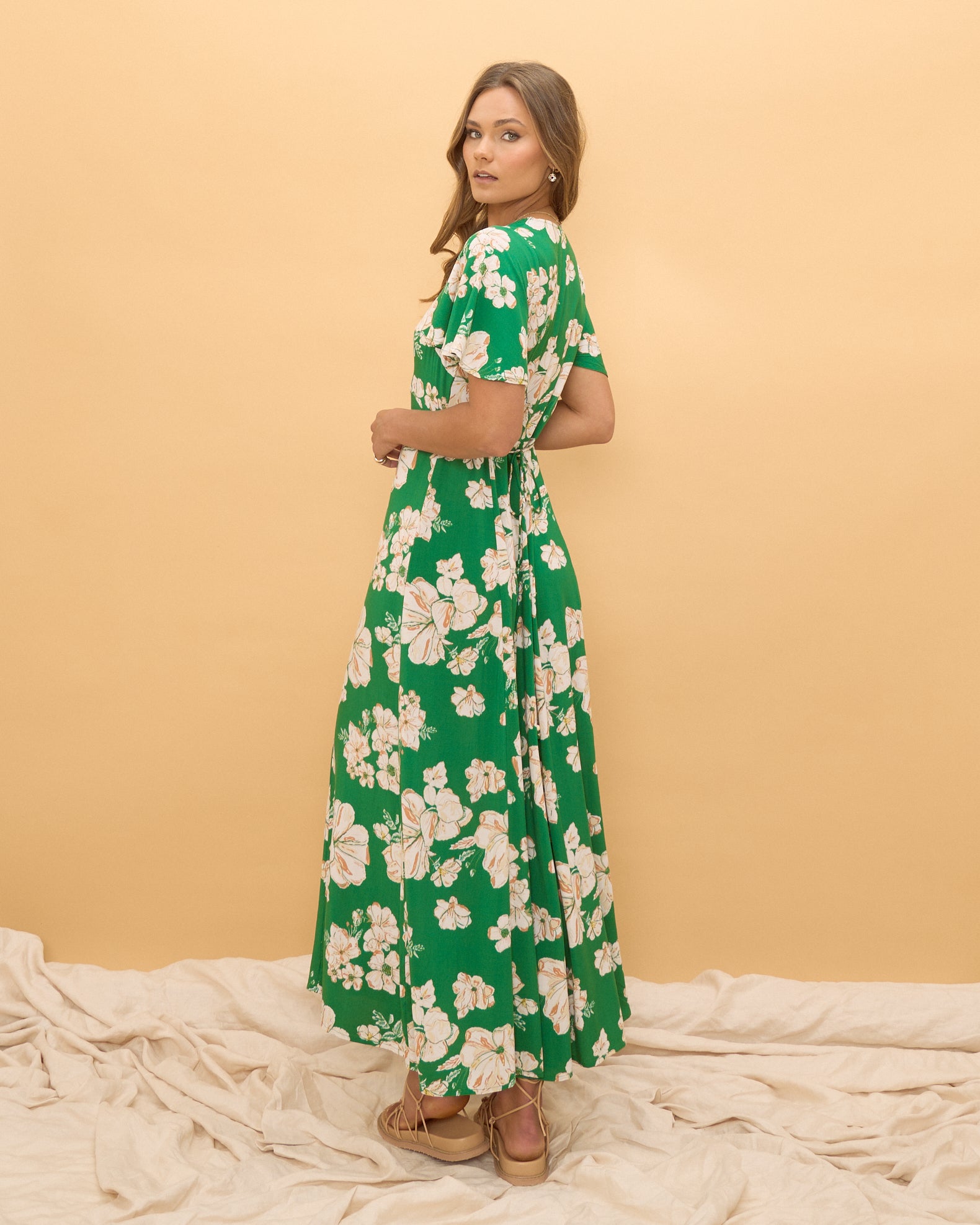 Green maxi hot sale dress floral