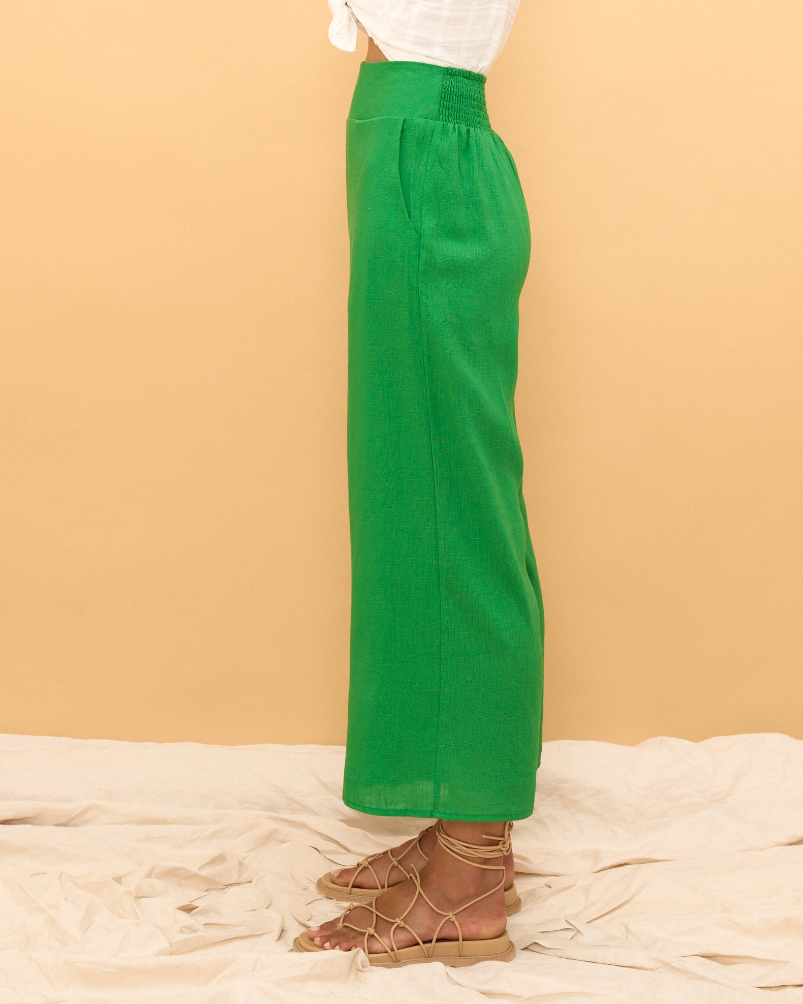 Green cropped store jeans