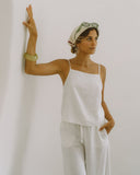 Levie White Linen Wide Leg Pants