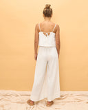 Levie White Linen Wide Leg Pants